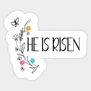 He is Risen Jesus Christian Happy Easter Floral Daisies Sticker